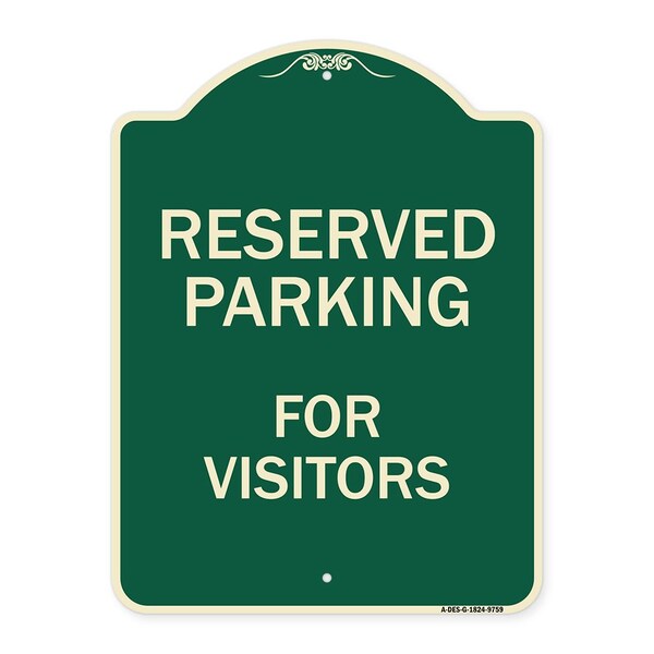 Signmission Designer Series-Reserved Parking For Visitors Green, 24" x 18", G-1824-9759 A-DES-G-1824-9759 - main